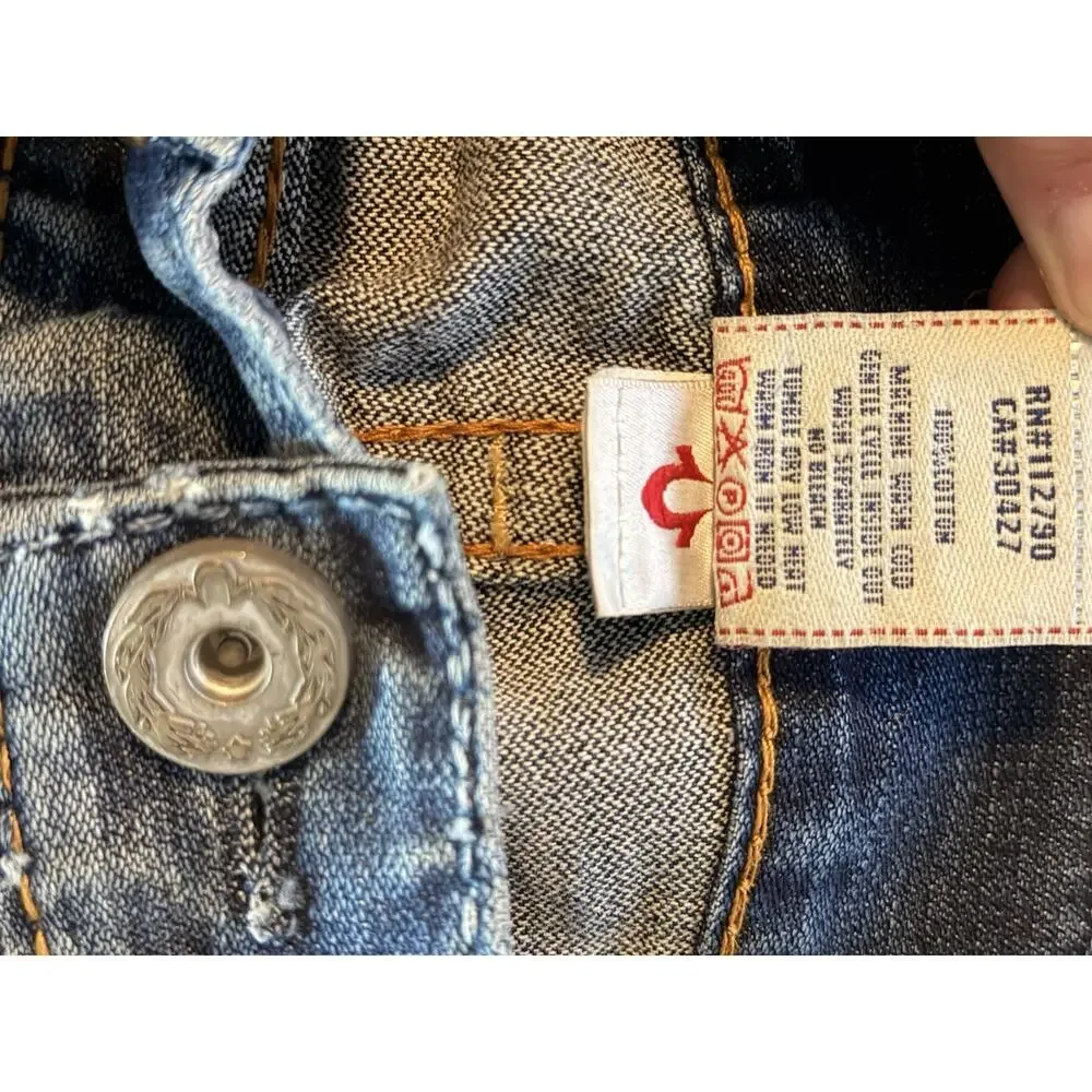 True Religion Billy Big T Distressed Jeans Mens 34 Blue Made In USA Y2K